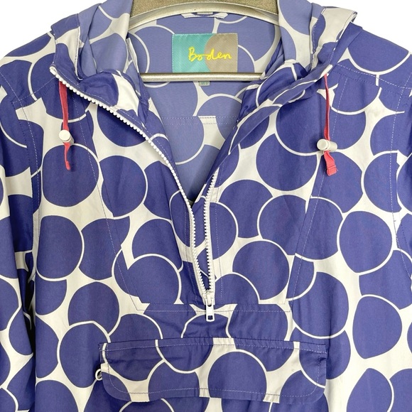 Boden Pullover Half Zip Windbreaker Jacket Purple Polka Dot Size 12 - Picture 3 of 13